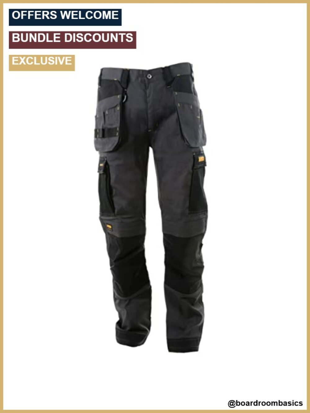 Men's Pro-Stretch Water Resistant Slim Fit Utility Work Pants with 11 Pockets